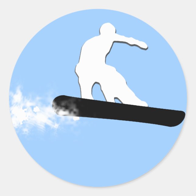Pegatina Redonda snowboard. simple. (Anverso)