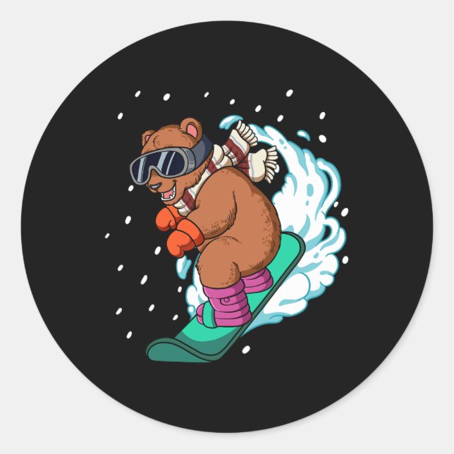 Pegatina Redonda Snowboard Snowboard (Anverso)