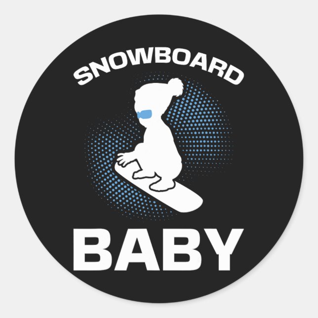 Pegatina Redonda Snowboard Snowboard Ba (Anverso)
