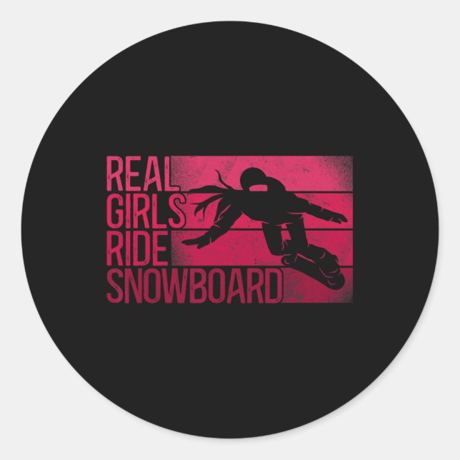 Pegatina Redonda Snowboard Snowboard Chica Ried (Anverso)