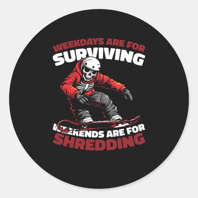 Pegatina Redonda Snowboard - Snowboard Deportes de invierno Snowboa (Anverso)