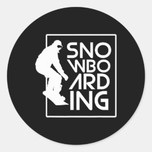 Pegatina Redonda Snowboard Snowboard Regalo de Snowboard Amor Snowb