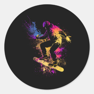 Pegatina Redonda Snowboard Snowboard Silhouette Gift