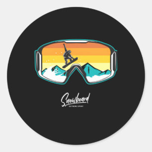 Pegatina Redonda Snowboard Snowboard Snowboard