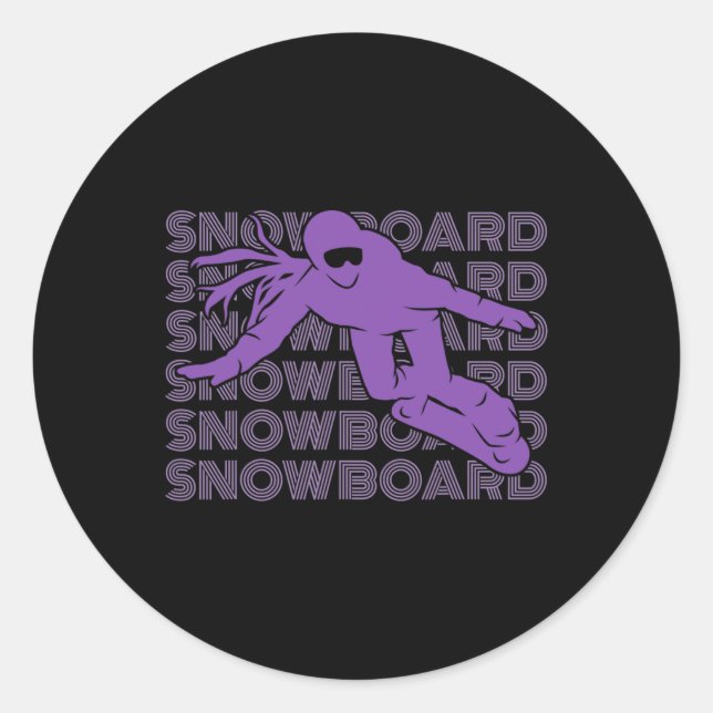 Pegatina Redonda Snowboard Snowboard Snowboard 2 (Anverso)