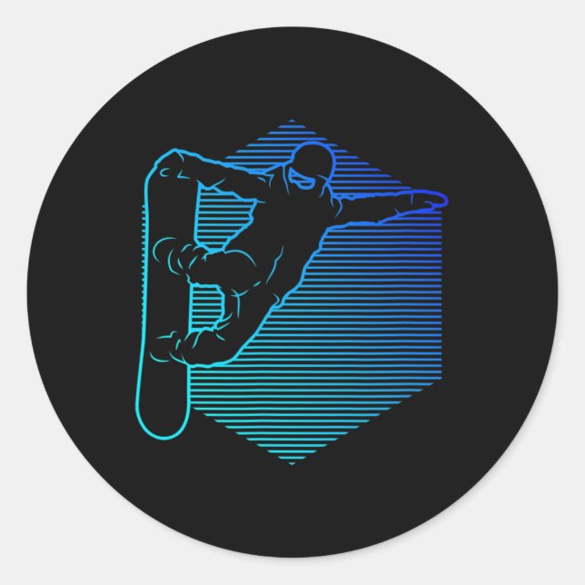 Pegatina Redonda Snowboard Snowboard Snowboard femenino (Anverso)