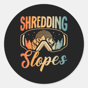 Pegatina Redonda Snowboard Snowboard Snowboard Outfit Shredopes Sno