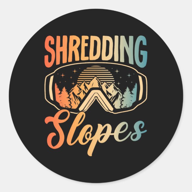 Pegatina Redonda Snowboard Snowboard Snowboard Outfit Shredopes Sno (Anverso)