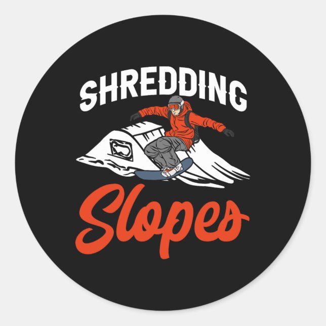 Pegatina Redonda Snowboard Snowboard Snowboard Outfit Shredopes Sno (Anverso)