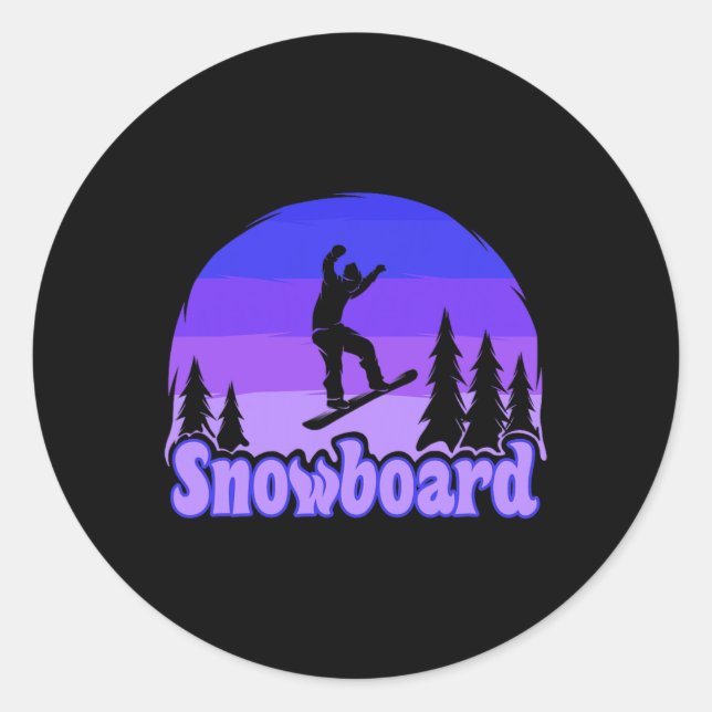 Pegatina Redonda Snowboard Snowboard Snowboard Snowboard 1 (Anverso)