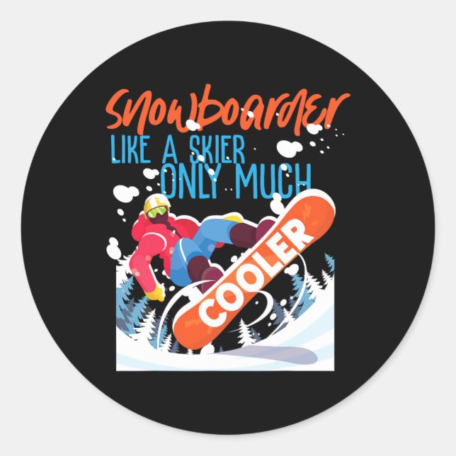Pegatina Redonda Snowboard Snowboard Snowboard Snowboard Como Un Es (Anverso)