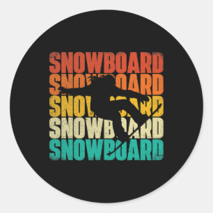 Pegatina Redonda Snowboard - Snowboard Snowboard Snowboarder Downhi