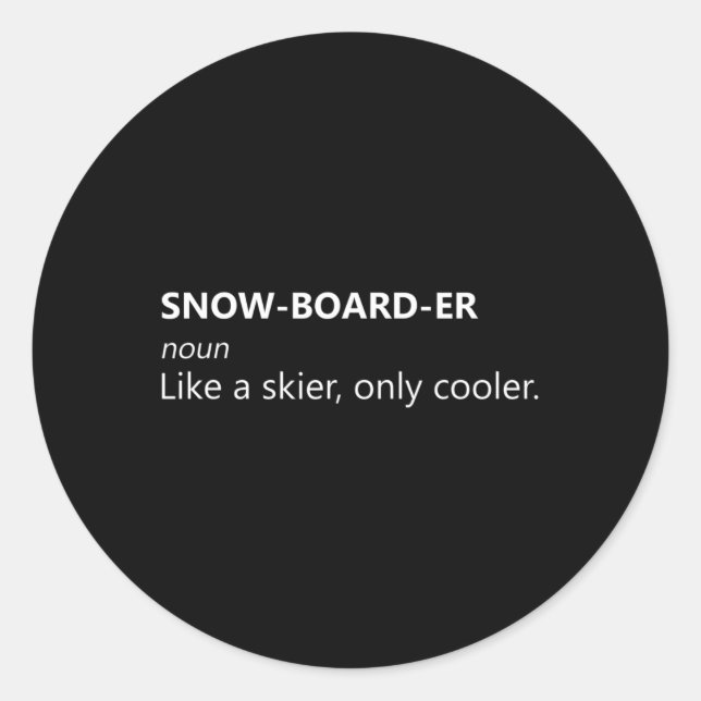 Pegatina Redonda Snowboard Snowboard Tee Snowboard Definición (Anverso)
