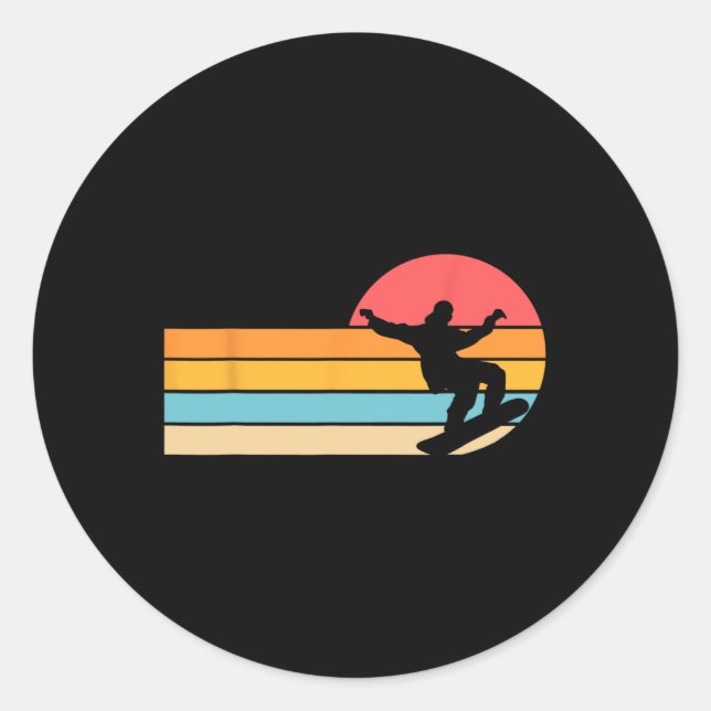 Pegatina Redonda Snowboard Snowboarder Snowboard 3 (Anverso)