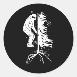 Pegatina Redonda Snowboard Snowborder Off Piste Tree