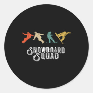 Pegatina Redonda Snowboard Squad Retro Snowboard Winter Sport Snowb