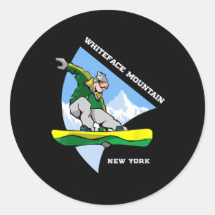 Pegatina Redonda Snowboard Whiteface Mountain New York Snowboard