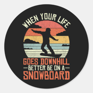 Pegatina Redonda Snowboard Winter Deportes Ski Slope Gear Snowboar