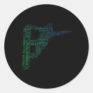 Pegatina Redonda Snowboard Winter Sport masculino