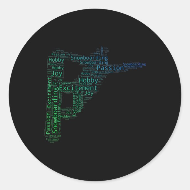 Pegatina Redonda Snowboard Winter Sport masculino (Anverso)