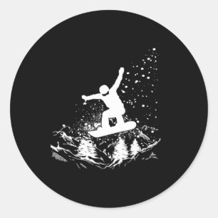 Pegatina Redonda Snowboard Winter Sports Snowboarding Design Para M