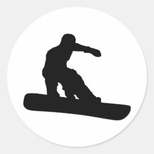 Pegatina Redonda Snowboarder