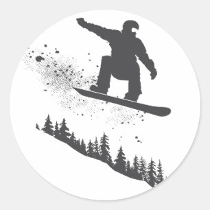 Pegatina Redonda Snowboarder