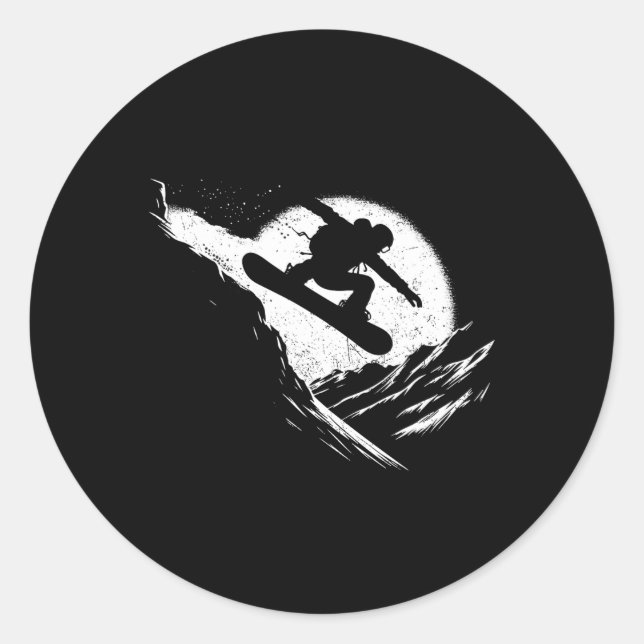 Pegatina Redonda Snowboarder Cliff Snowboard Problemas con Snowboar (Anverso)