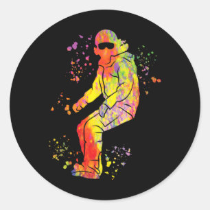 Pegatina Redonda Snowboarder Colorful Snowboard Snowboard 41