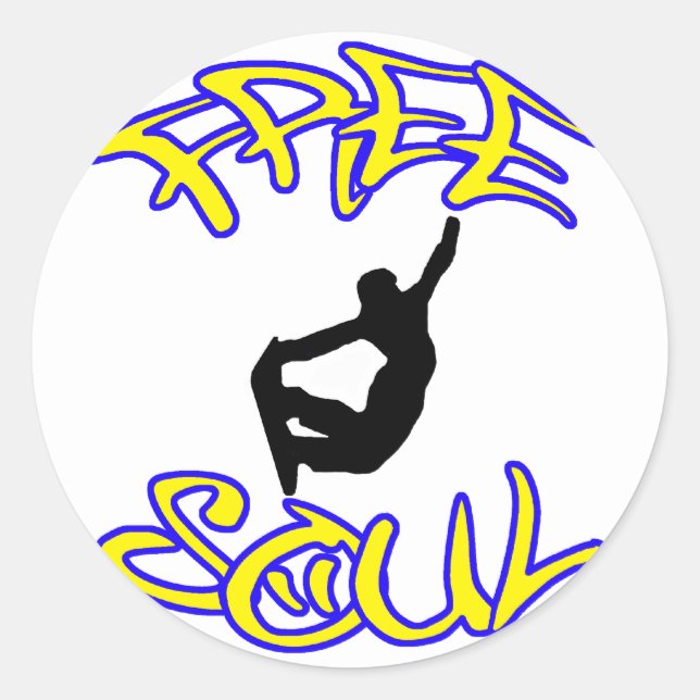 Pegatina Redonda snowboarder de freesoul (Anverso)