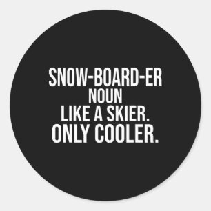 Pegatina Redonda Snowboarder Definition Dictionary Funny Snowboardi