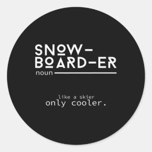 Pegatina Redonda Snowboarder Definition Funny Snowboarding Winter S