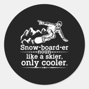 Pegatina Redonda Snowboarder Definition Funny Snowboarding Winter S