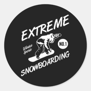 Pegatina Redonda Snowboarder Extreme Snowboarding Sno Deportes De I