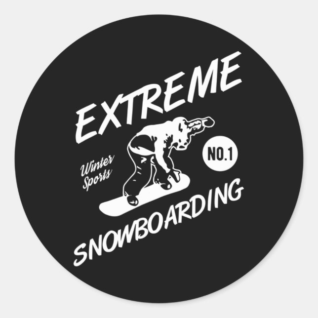 Pegatina Redonda Snowboarder Extreme Snowboarding Sno Deportes De I (Anverso)