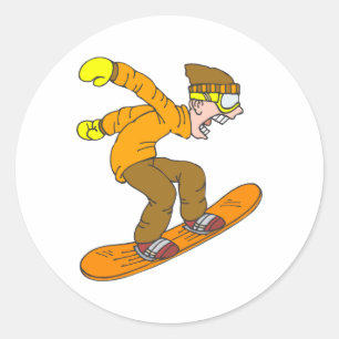 Pegatina Redonda Snowboarder furioso