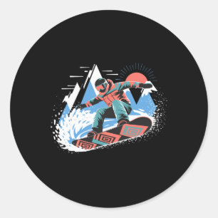 Pegatina Redonda Snowboarder Maestro De Las Eslopes Snowboard Snowb