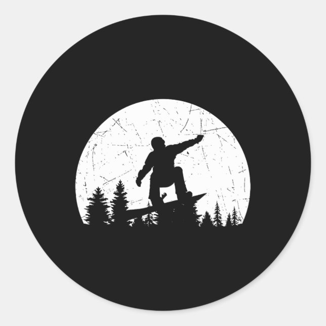 Pegatina Redonda Snowboarder Ofrece Snowboard Sin Fronteras (Anverso)
