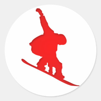 Pegatina Redonda Snowboarder rojo