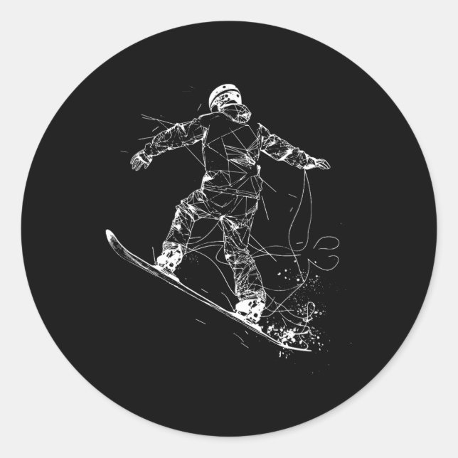 Pegatina Redonda Snowboarder Sketch Snowboarding Slope (Anverso)