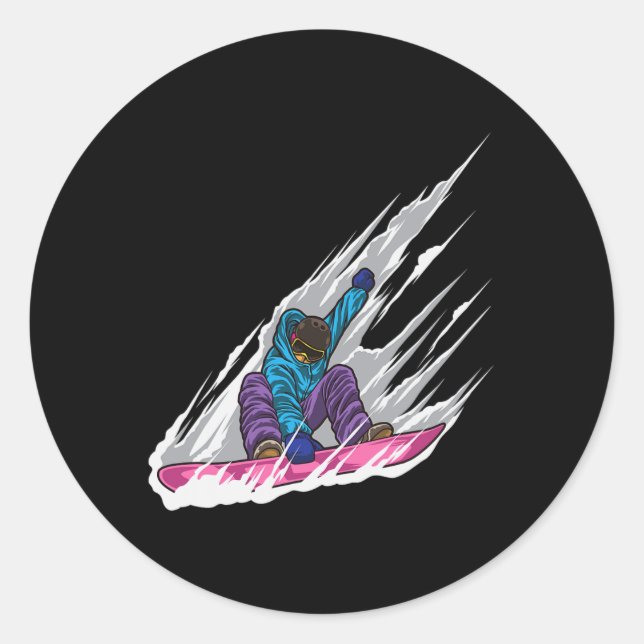 Pegatina Redonda Snowboarder - Snowboard - Freestyle Snowboard L (Anverso)