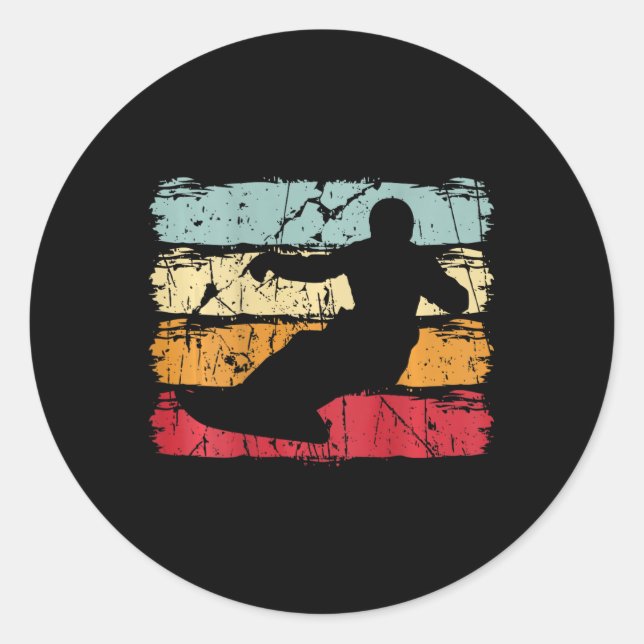 Pegatina Redonda Snowboarder Snowboard Ski Vacation Snowboard Gi (Anverso)