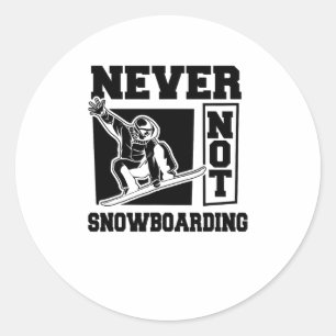 Pegatina Redonda Snowboarder Snowboard - Snowboard Deportes de invi