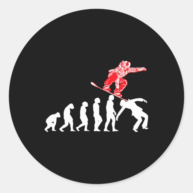 Pegatina Redonda Snowboarder Snowboard Snowboard Snowboard (Anverso)