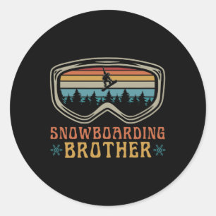 Pegatina Redonda Snowboarding Brother Mating Family Snowboard Tri