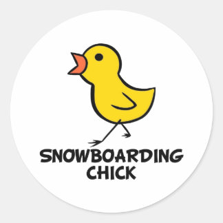 Pegatina Redonda Snowboarding Chick Sticker
