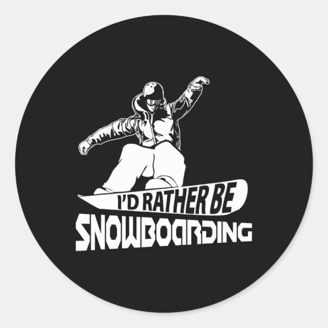 Pegatina Redonda Snowboarding Snow Embarcadero De Nieve (Anverso)