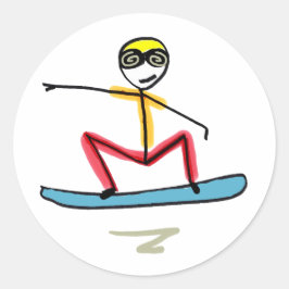 Pegatina Redonda Snowboarding Stickman