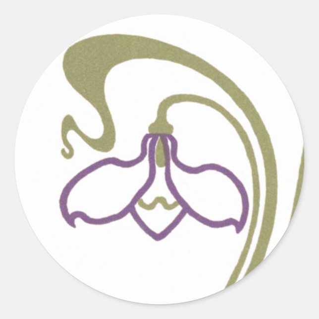 Pegatina Redonda Snowdrop Art Nouveau (Anverso)