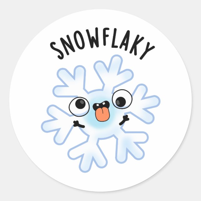 Pegatina Redonda Snowflakakakaky Funny Snow Flake Pun (Anverso)